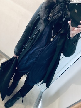 「ブルー×ブラック」｜「アイテム（トレンチコート）」を使った、ariさん（レディース・156cm）の春コーディネート