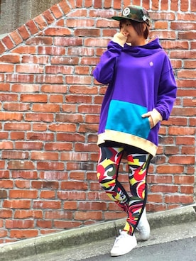 「アイテム（レギンス/スパッツ、レッド系）」を使った、ちーちゃんさん（レディース・160cm）の冬コーディネート