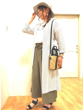 「DRESKIP（ドレスキップ）のアイテム（シャツワンピース）」を使った、*Yui*さん（レディース・151cm）の夏コーディネート