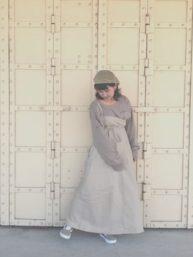 「消えそうな色コーデ」｜「アイテム（ハンチング/ベレー帽）」を使った、YURIAさん（レディース・156cm）の秋コーディネート