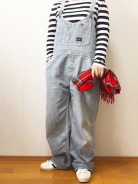 「MUJI」｜「アイテム（サロペット/オーバーオール）」を使った、chiakiさん（レディース・153cm）の冬コーディネート