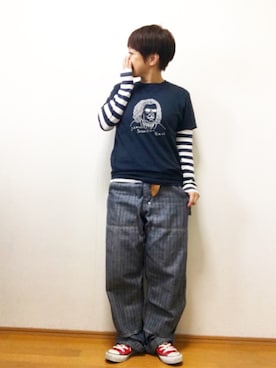 「MUJI」｜「アイテム（パンツ）」を使った、chiakiさん（レディース・153cm）の春コーディネート