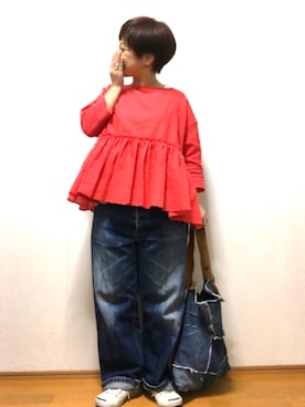 「SUGAR CANE（シュガーケーン）のアイテム」を使った、chiakiさん（レディース・153cm）の春コーディネート