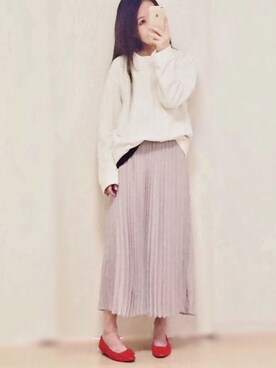 「VINTAGE（ヴィンテージ）のアイテム（バレエシューズ）」を使った、𓎤 ﾖｺ𓅹さん（レディース・157cm）の冬コーディネート