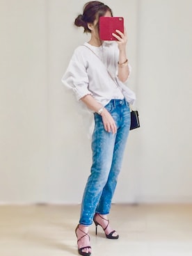 「ボーイフレンドデニム」｜「アイテム（その他）」を使った、𓎤 ﾖｺ𓅹さん（レディース・157cm）の夏コーディネート