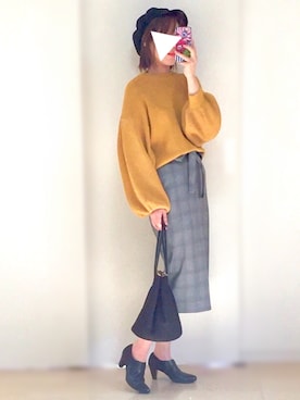 「ゆるニット」｜「アイテム（ブーティ）」を使った、𓎤 ﾖｺ𓅹さん（レディース・157cm）の秋コーディネート