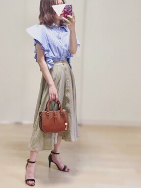 「FOSSIL（フォッシル）のアイテム（ハンドバッグ）」を使った、𓎤 ﾖｺ𓅹さん（レディース・157cm）の春コーディネート