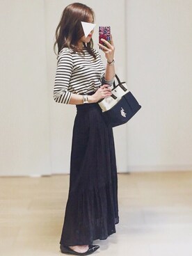 「petitcro（プティクロ）のpetitcro  ワイドバングル PCKB1901001（バングル/リストバンド）」を使った、𓎤 ﾖｺ𓅹さん（レディース・156cm）の春コーディネート