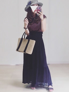 「petitcro（プティクロ）のpetitcro  ワイドバングル PCKB1901001（バングル/リストバンド）」を使った、𓎤 ﾖｺ𓅹さん（レディース・156cm）の夏コーディネート