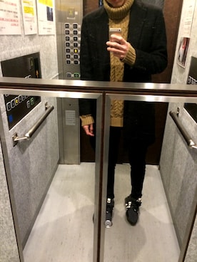 「EDIFICE（エディフィス）のアイテム（チェスターコート）」を使った、shunさん（メンズ・178cm）の冬コーディネート