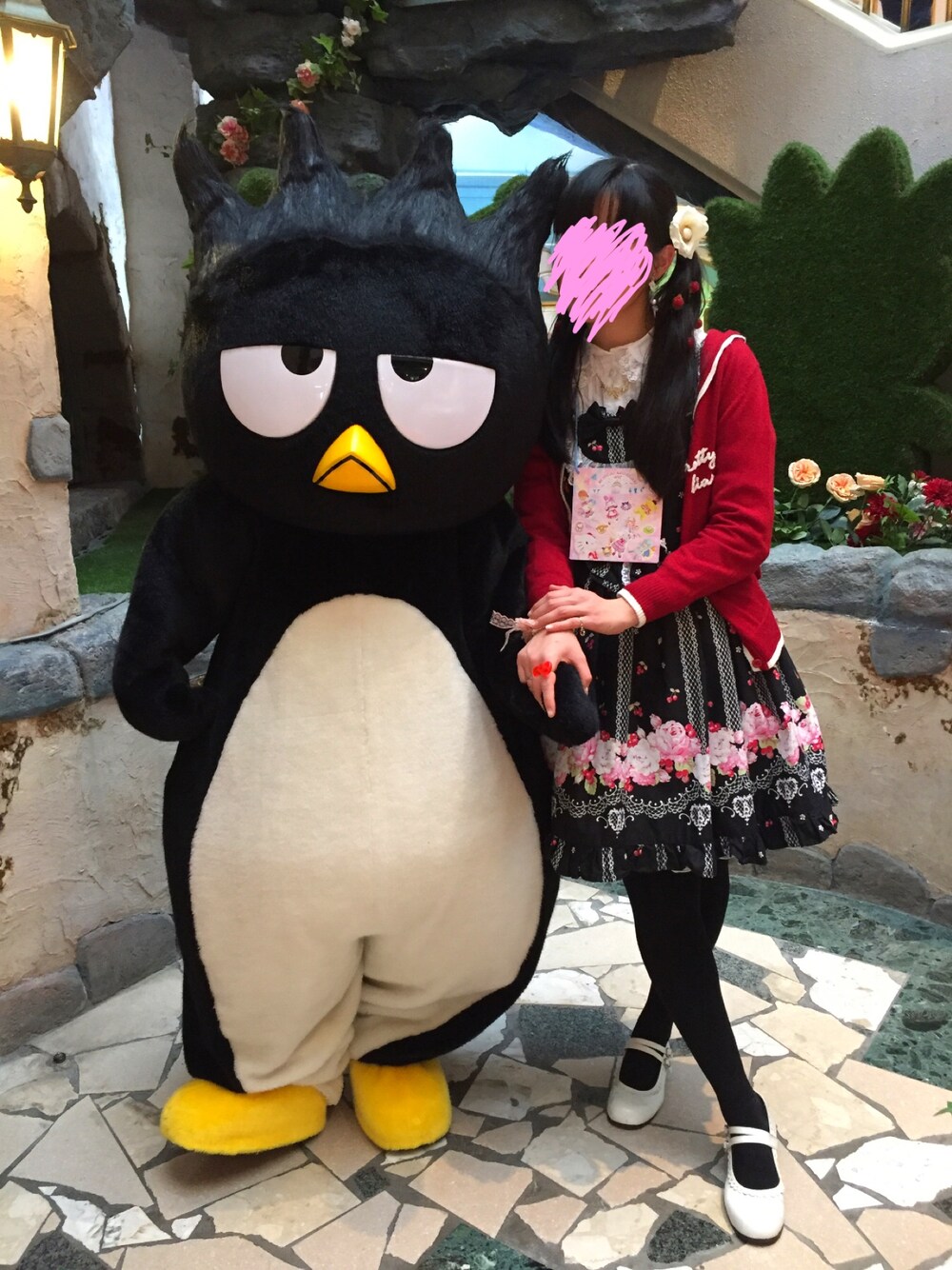 「赤、カーディガン、果物柄、ジャンパースカート、ロリータ、甘ロリ、lolita、赤カーディガン、ツインテール」｜「no brandのアイテム（カーディガン/ボレロ、レッド系）」を使った、manaca*さん（レディース・168cm）の春コーディネートの1枚目の写真