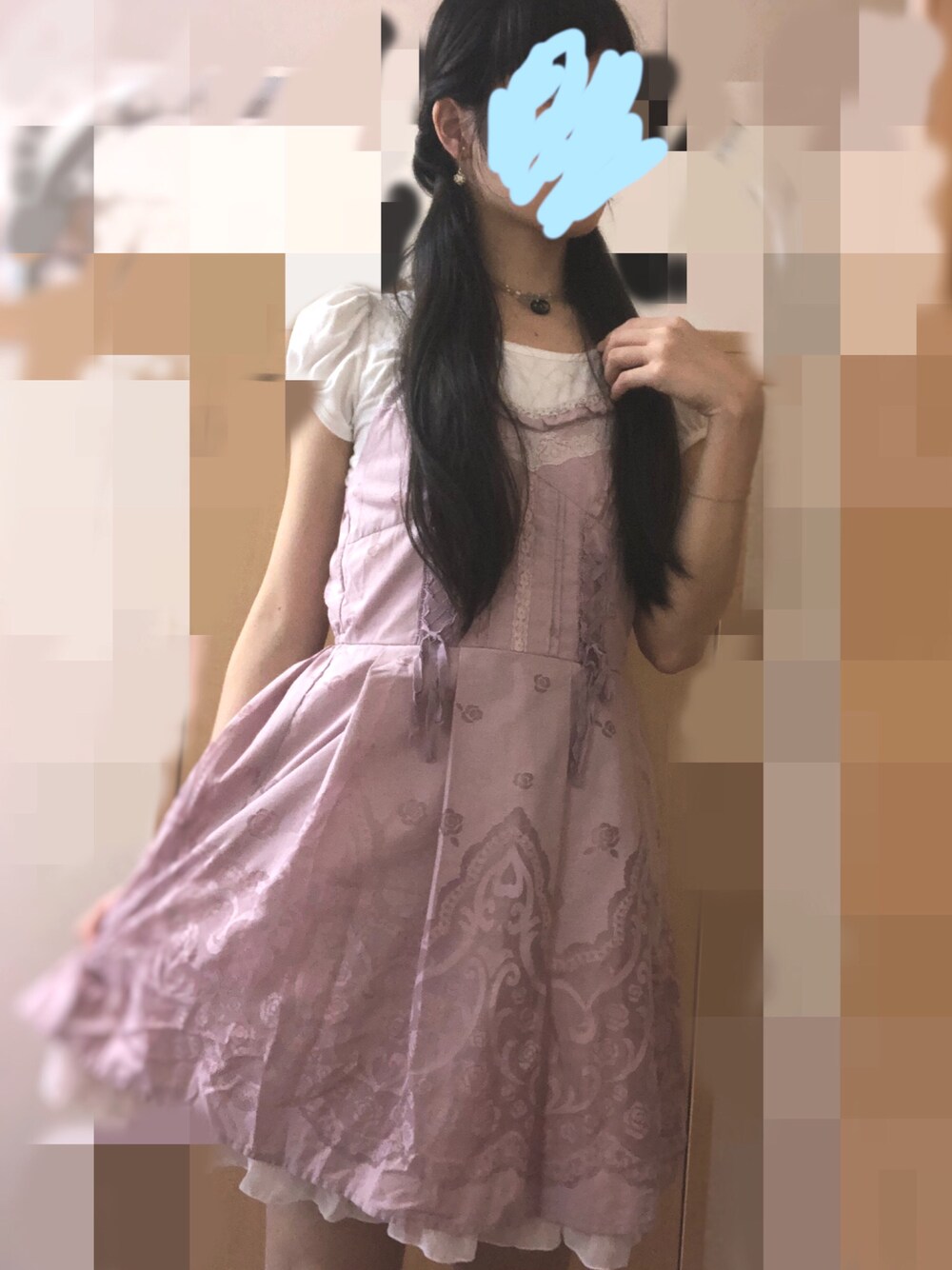 「夏コーデ、夏、お嬢様風、ガーリー、ピンク×白、くるりんぱヘアー、涼しげ」｜「axes femmeのアイテム（ワンピース、ピンク系）」を使った、manaca*さん（レディース・168cm）の夏コーディネートの1枚目の写真