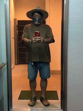 アウトドアーとミリタリーな48歳おじさんさん（メンズ・163cm）の夏コーディネート