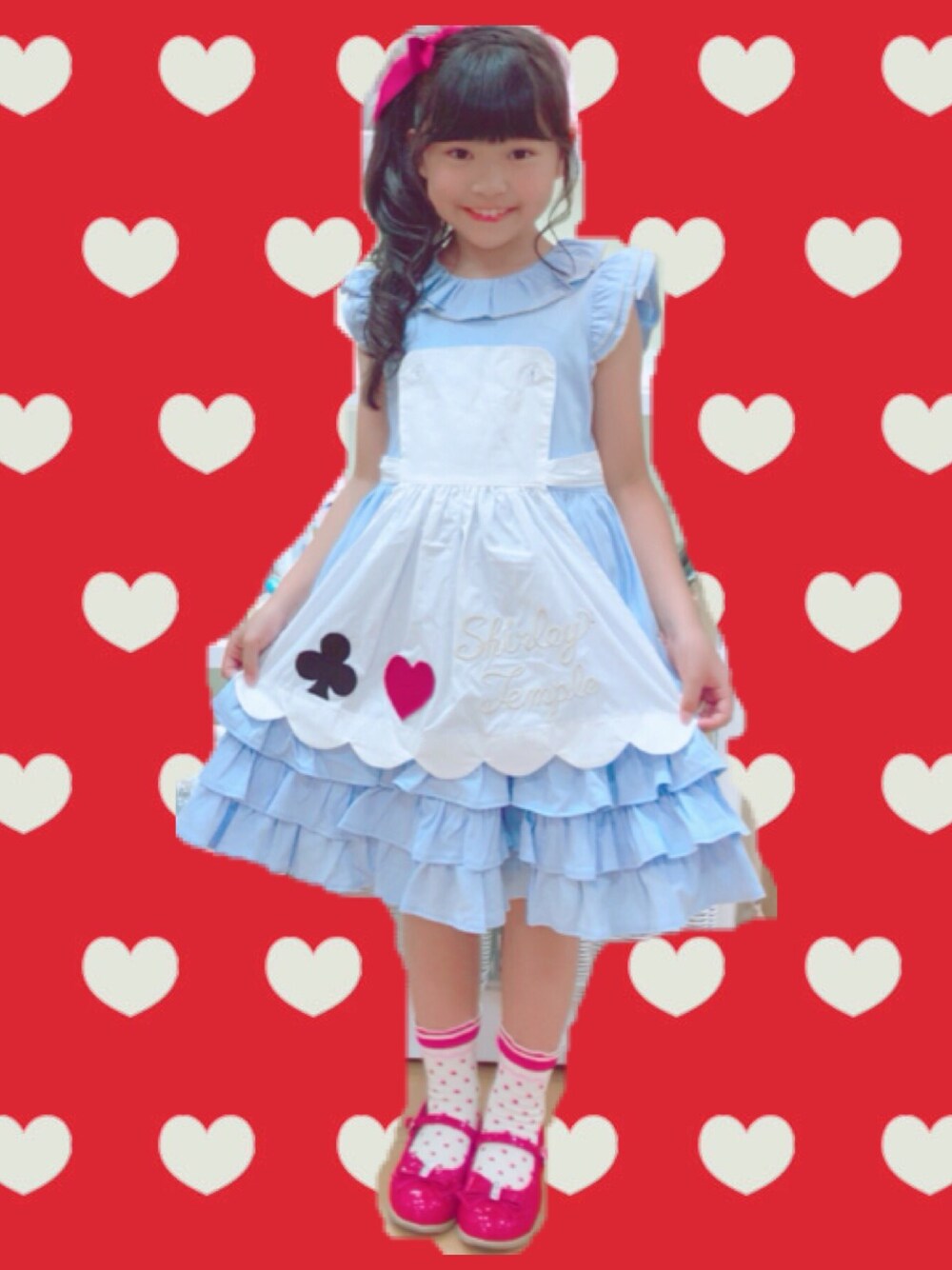 「キッズファッション、女の子コーデ、ディズニー、アリス、kids、シャーリーテンプル、トランプ、8歳」｜「Shirley Templeのアイテム（ワンピース、ブルー系）」を使った、himeちゃんさん（キッズ・127cm）の夏コーディネートの1枚目の写真