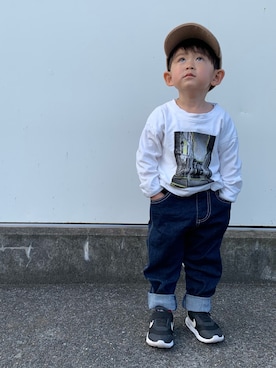 「アイテム（キャップ）」を使った、SORAさん（キッズ・90cm）の秋コーディネート