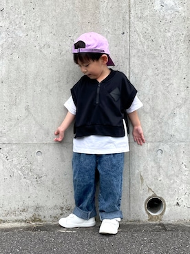 「アイテム（キャップ）」を使った、SORAさん（キッズ・90cm）の秋コーディネート