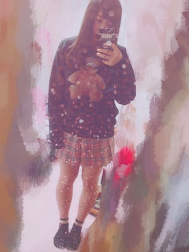 「BUBBLES（バブルス）のアイテム（スウェット）」を使った、なーちゃむ🦄💓さん（レディース・157cm）の春コーディネート