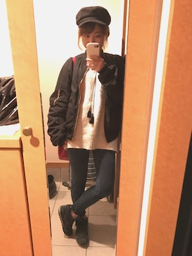 「近所」｜「アイテム（ジャケット/アウター）」を使った、Hitomiさん（レディース・159cm）の冬コーディネート