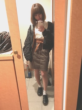 「サッシュベルト」｜「アイテム（ブルゾン）」を使った、Hitomiさん（レディース・159cm）の春コーディネート