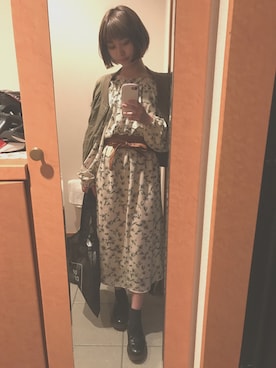 「サッシュベルト」｜「アイテム（ブルゾン）」を使った、Hitomiさん（レディース・159cm）の春コーディネート