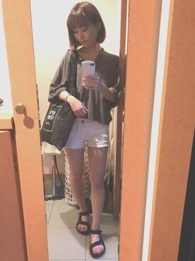 「レースタンク」｜Hitomiさん（レディース・159cm）の夏コーディネート