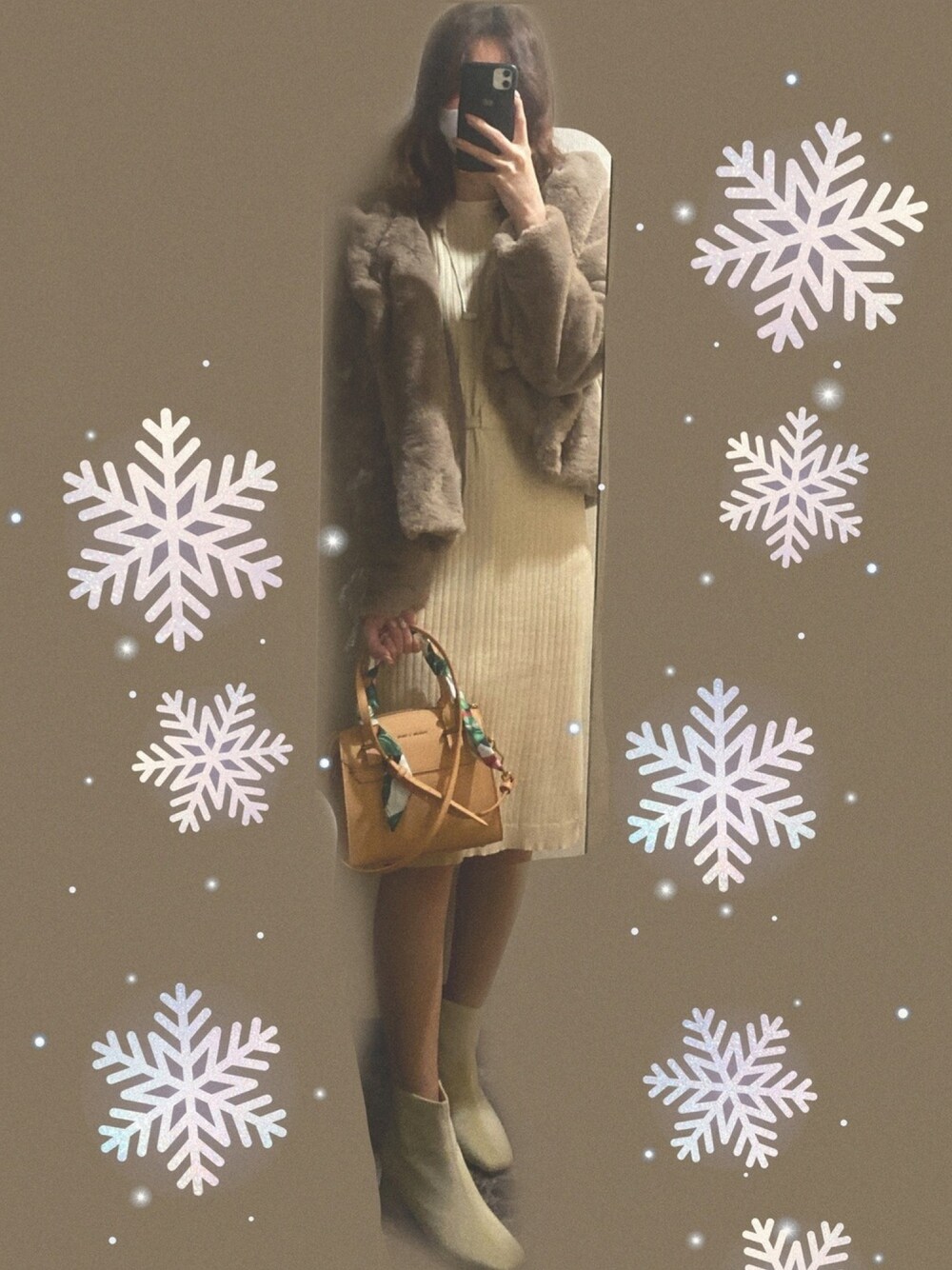 「AZUL by moussyのﾌｪｲｸﾌｧｰﾌｰﾃﾞｨｰBZ（ブルゾン、ベージュ系）」を使った、tom068miさん（レディース・168cm）の冬コーディネートの1枚目の写真