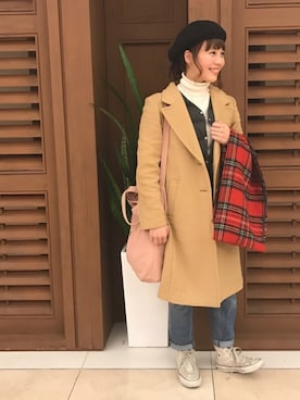 「Another Edition（アナザーエディション）のアイテム（チェスターコート）」を使った、halさん（レディース・149cm）の冬コーディネート