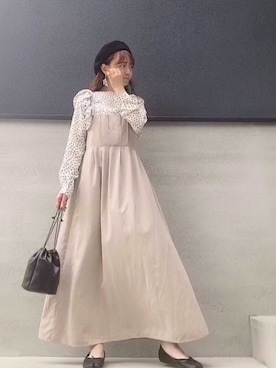 「肩フリル」｜「アイテム（ハンチング/ベレー帽）」を使った、ᴍ ᴀ ʀ ɪ  さん（レディース・157cm）の春コーディネート