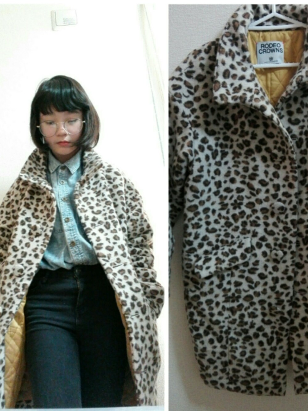 「ヒョウ柄コート、おしゃれさんと繋がりたい、いいねお願いします💕」｜「RODEOのアイテム（ジャケット/アウター、その他）」を使った、Asumiさん（レディース・155cm）の秋コーディネートの1枚目の写真