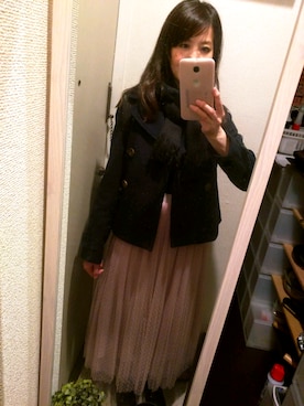「earth music&ecology（アースミュージックアンドエコロジー）のアイテム（ピーコート）」を使った、ぱん。さん（レディース・159cm）の冬コーディネート