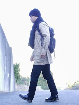 「チェルシーブーツ」｜「アイテム（ステンカラーコート）」を使った、Paddleさん（メンズ・172cm）の春コーディネート