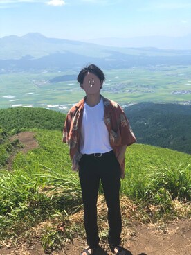 「アロハシャツ」｜トマトが食べられないさん（メンズ・170cm）の夏コーディネート