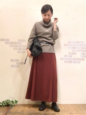 「アイテム（スカート）」を使った、mayumiさん（メンズ・160cm）の秋コーディネート