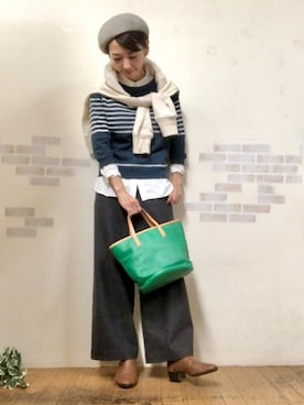 「アイテム（ハンチング/ベレー帽、ベージュ系）」を使った、mayumiさん（レディース・160cm）の冬コーディネート