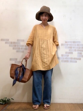 「アイテム（ストール/ショール）」を使った、mayumiさん（レディース・160cm）の夏コーディネート