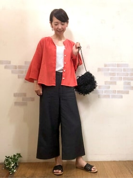 「アイテム（タンクトップ、グリーン系）」を使った、mayumiさん（レディース・160cm）の夏コーディネート