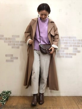 「お出掛けコーデ」｜「アイテム（トレンチコート）」を使った、mayumiさん（レディース・160cm）の冬コーディネート