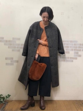 「アイテム（ノーカラーコート）」を使った、mayumiさん（レディース・160cm）の秋コーディネート