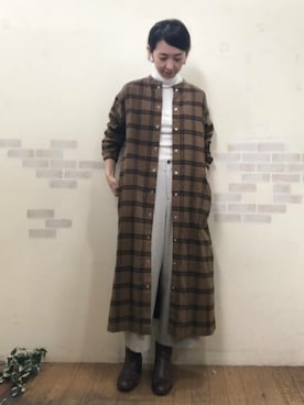 「オンオフ兼用」｜「アイテム（シャツワンピース）」を使った、mayumiさん（レディース・160cm）の冬コーディネート