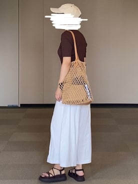 「Abercrombie&Fitch（アバークロンビーアンドフィッチ）のアイテム（帽子）」を使った、まるかさん（レディース・159cm）の夏コーディネート