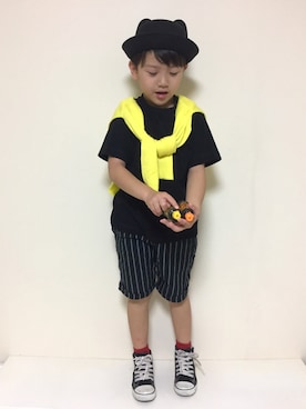 「ミカヅキモモコ（ミカヅキモモコ）のアイテム（帽子）」を使った、sohchoさん（キッズ・120cm）の秋コーディネート