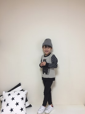 「ストライプトップス」｜sohchoさん（キッズ・120cm）の秋コーディネート