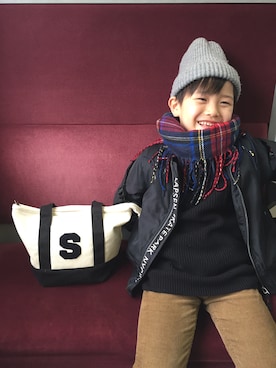 「イニシャルバック」｜sohchoさん（キッズ・120cm）の冬コーディネート