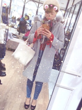 「ショッピング」｜「アイテム（その他アウター）」を使った、めんま🍥さん（レディース・161cm）の冬コーディネート