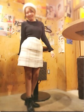 「スプリングSENSEOFPLACE」｜「アイテム（ハンチング/ベレー帽）」を使った、めんま🍥さん（レディース・161cm）の春コーディネート