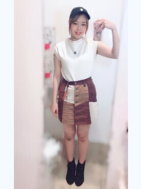 「SNOOPY（スヌーピー）のアイテム（帽子）」を使った、めんま🍥さん（レディース・161cm）の夏コーディネート