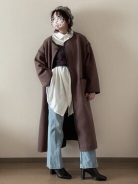 「RETRO GIRL（レトロガール）のアイテム（ハンチング/ベレー帽）」を使った、あっかさん（レディース・155cm）の冬コーディネート
