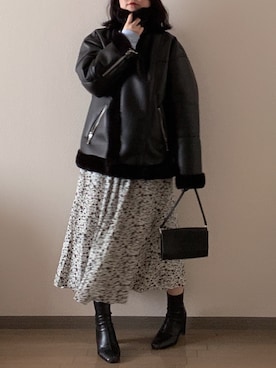 「LOWRYS FARM（ローリーズファーム）のストレッチヒールブーツ　851418（ブーツ）」を使った、あっかさん（レディース・155cm）の冬コーディネート