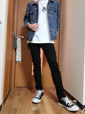 「GU（ジーユー）の（GU）スキニーフィットジーンズ（MEN ⁄ ジーンズ）」を使った、yukiさん（メンズ・163cm）の春コーディネート