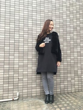 「Petit Honfleur（プチオンフルール）のアイテム」を使った、CROSSPLUSさん（レディース・165cm）の冬コーディネート